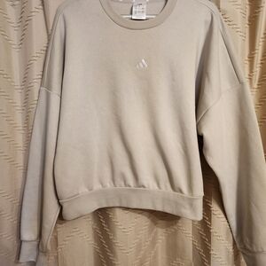 Adidas Women's Soft Beige Crew Neck Sweatshirt